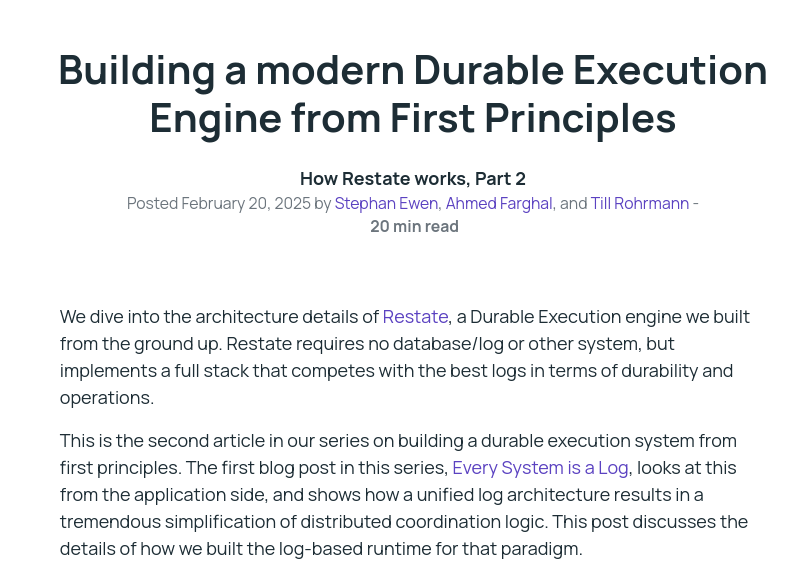 Building a modern Durable Execution Engine from First Principles Restate