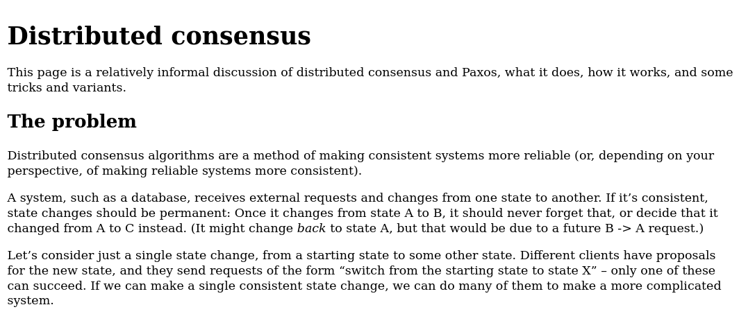 Distributed consensus