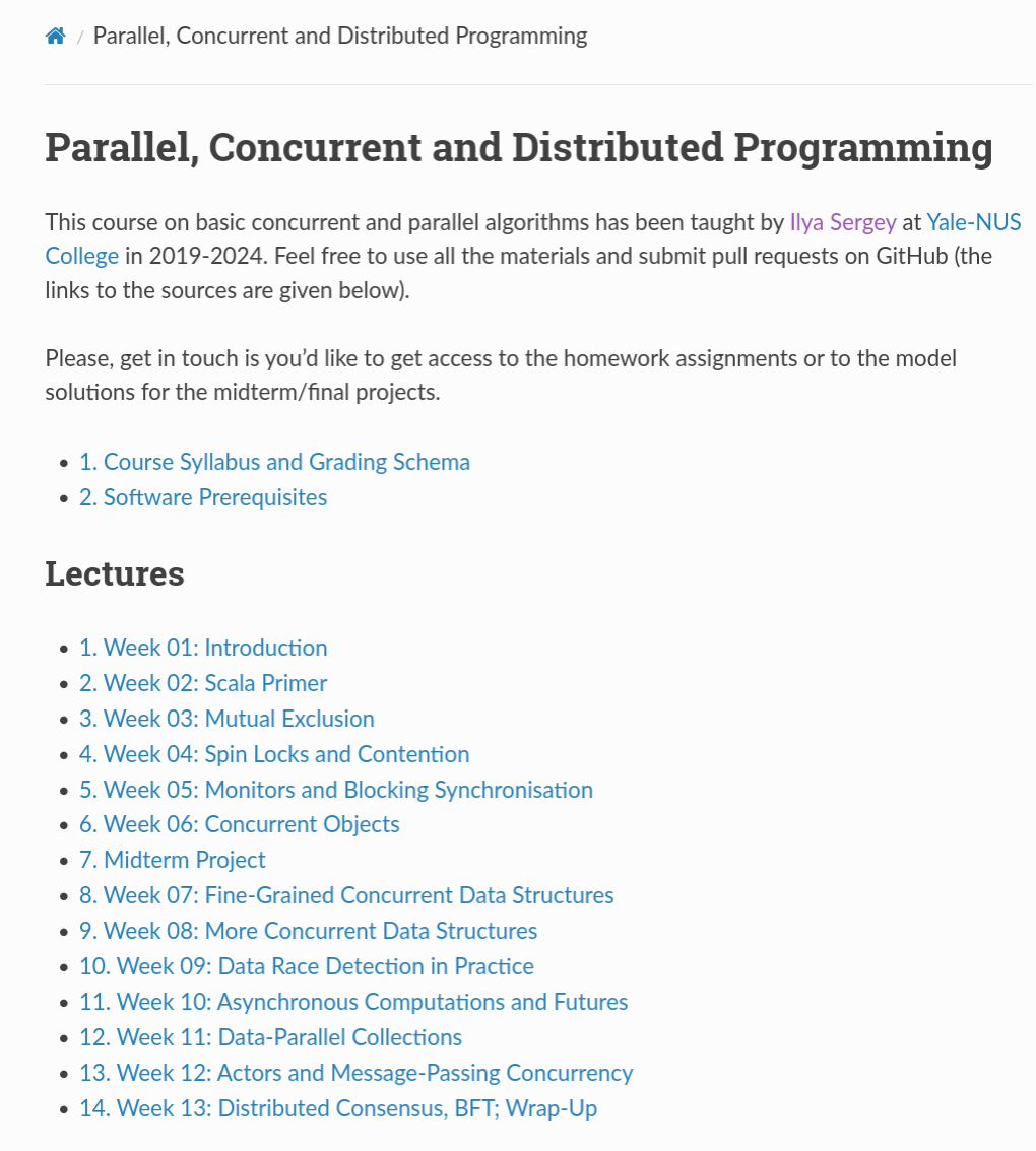 Parallel, Concurrent and Distributed Programming — YSC4231 2021