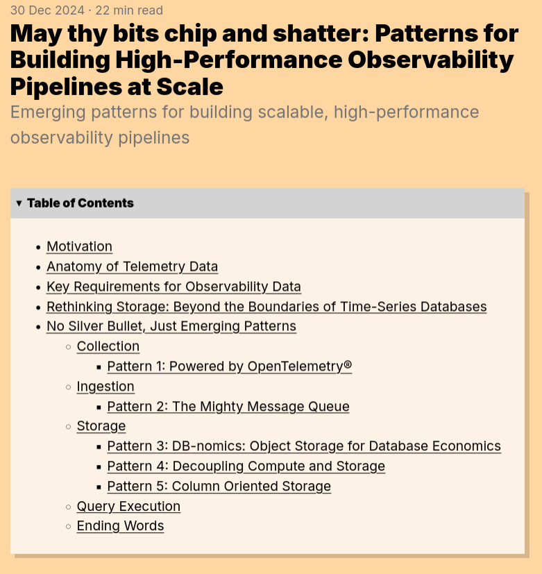 May thy bits chip and shatter: Patterns for Building High-Performance Observability Pipelines at Scale