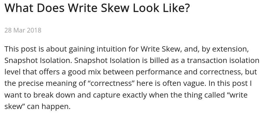 What Does Write Skew Look Like?