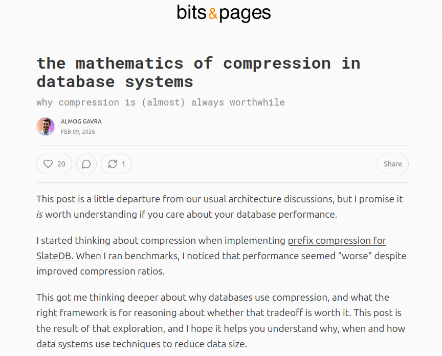 the mathematics of compression in database systems