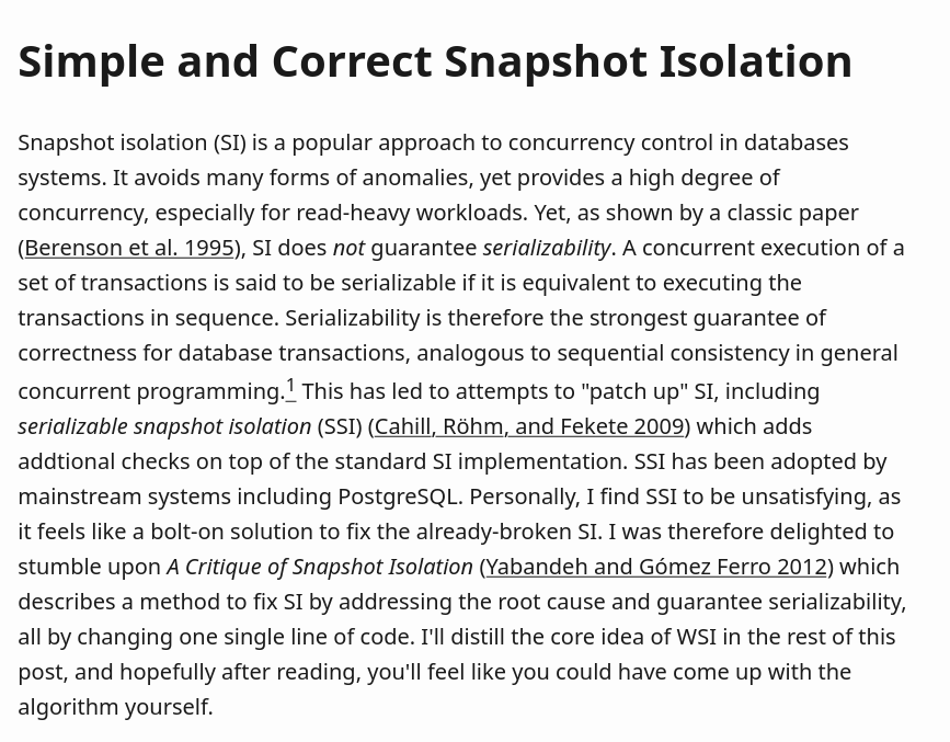Simple and Correct Snapshot Isolation